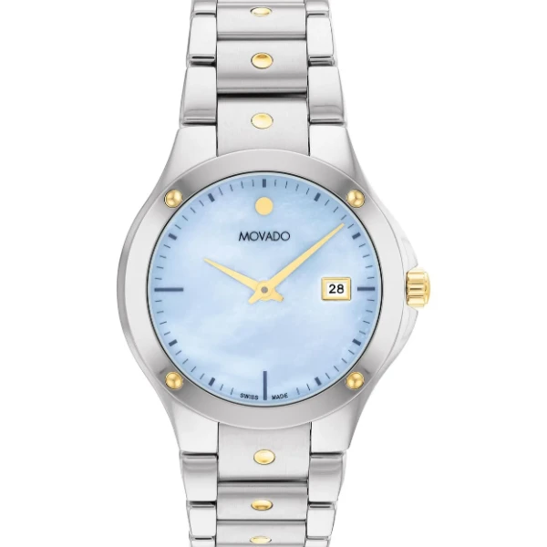 MOVADO/摩凡陀32mm 女款石英钢带 贝母盘日历款 多色选择0607781