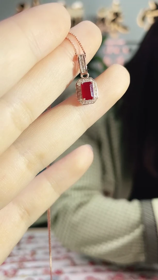 颈饰银S925镶嵌红宝石吊坠