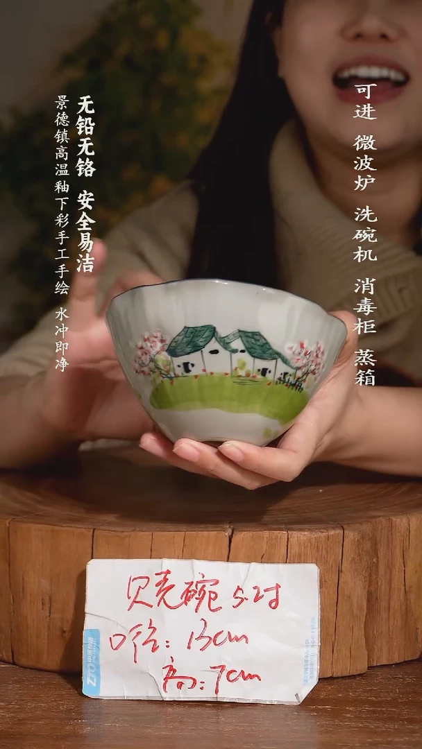 碗瓷景德镇高温瓷釉下彩手绘陶瓷