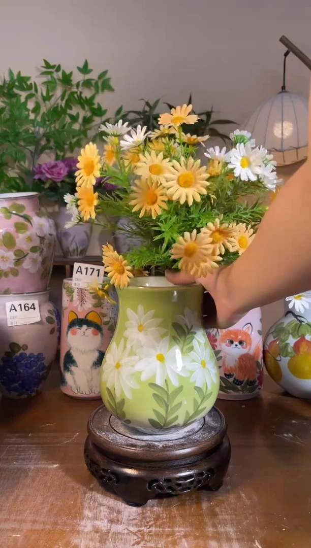 瓶景德镇手绘陶瓷花瓶，无孔