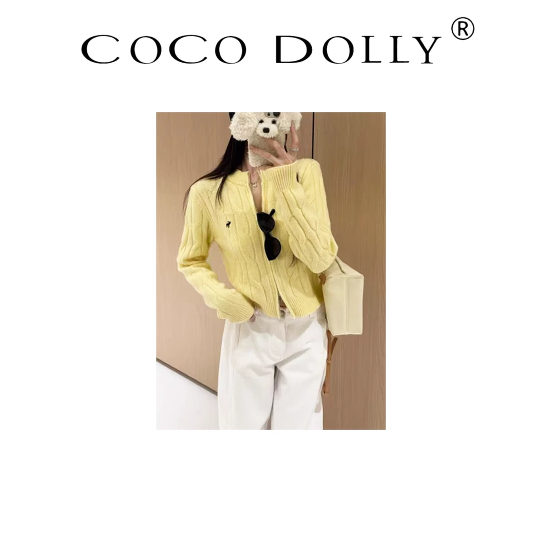 COCO DOLLY针织刺绣毛针织衫条感手工针织衫衫长袖秋冬设计师L050