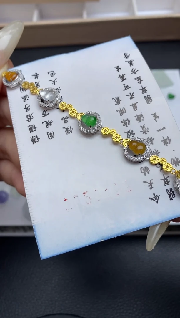 银S925镶嵌定制翡翠翡翠饰品~