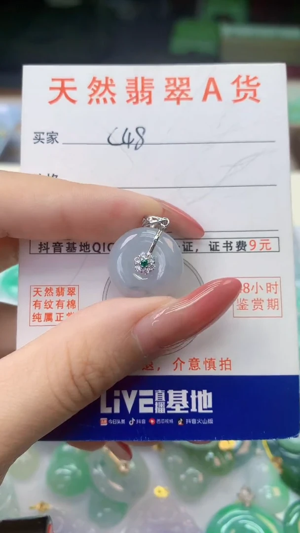 颈饰银S925镶嵌翡翠天然A货翡翠挂件