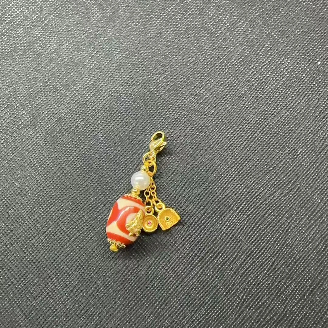 银饰黄财神熊猫三眼天珠吊坠设计款/多样性发其一  TZDZSJ875-J