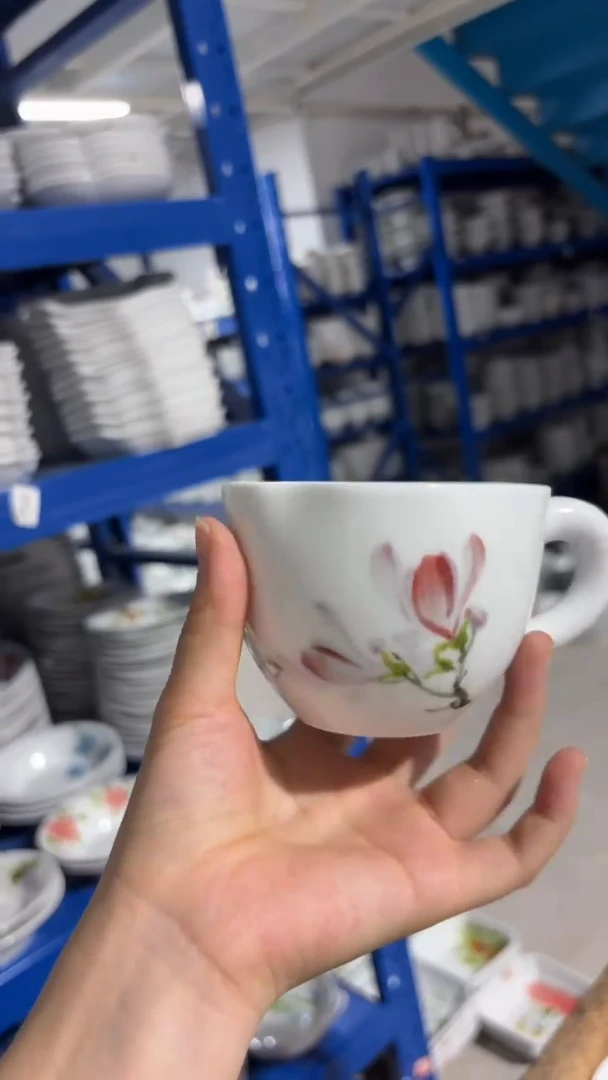 瓷片景德镇手绘釉中彩（食品级）小号咖啡杯