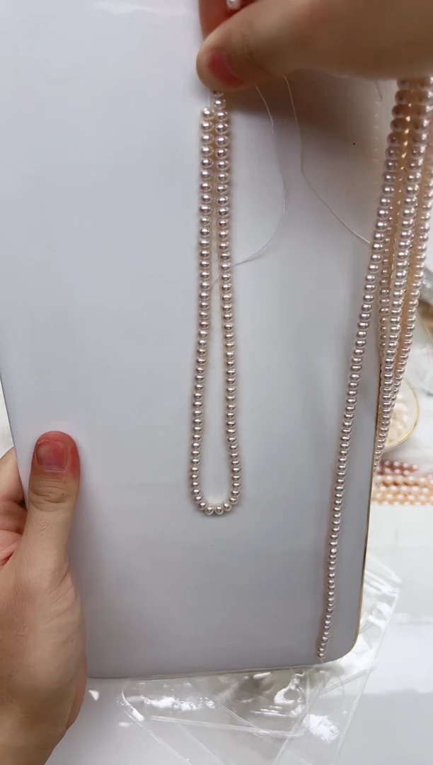 未镶嵌淡水珍珠半成品不上扣樱花粉白5-6mm