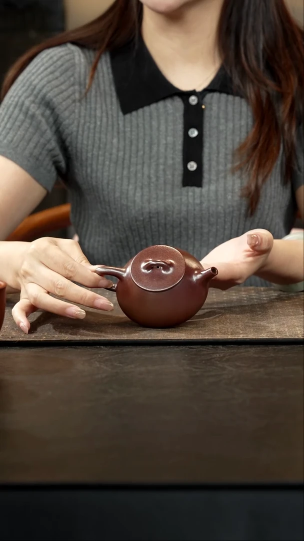 茶壶紫砂柴烧底槽青平盖石瓢150cc