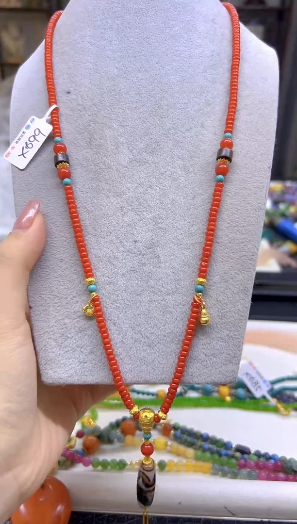 南红玛瑙未镶嵌毛衣链DIY款X699