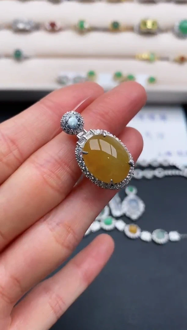 银S925镶嵌戒指翡翠天然缅甸A货翡翠22  2-5