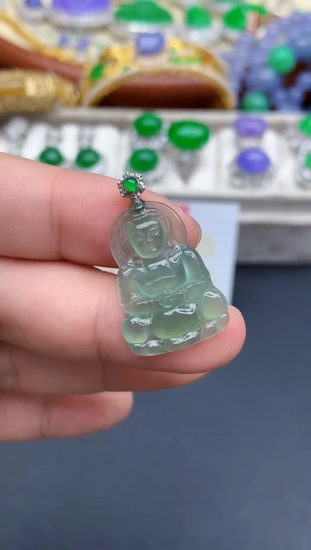 颈饰18K金镶嵌翡翠198-中国好珍宝