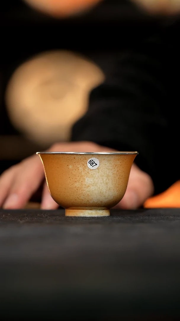 金丝楠木落灰银口压手杯60ml