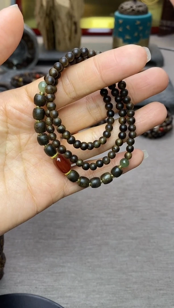 【闪购商品】沉香手串白棋04+紫棋06三圈设计