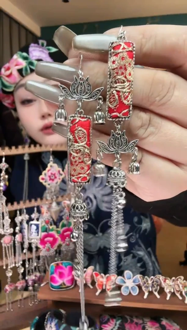 刺绣纯手工民族风刺绣耳环