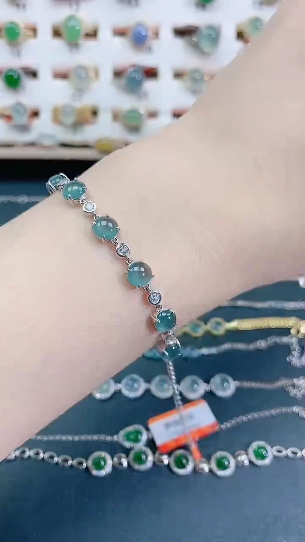 银S925镶嵌手链翡翠天然翡翠