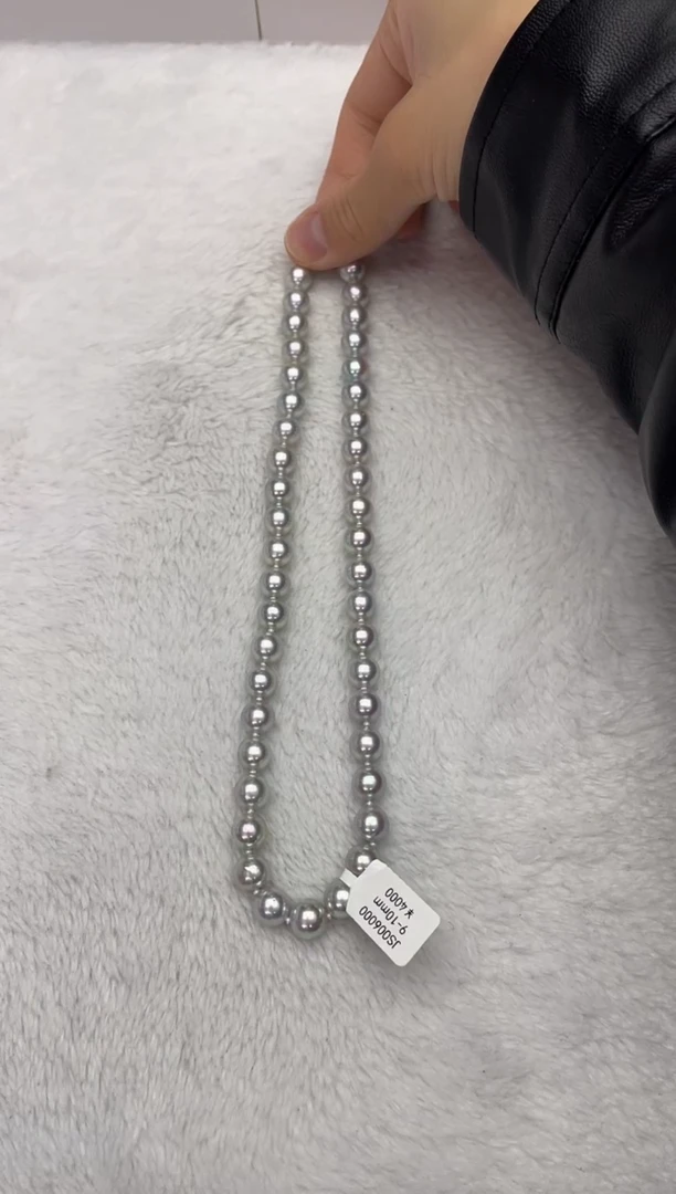 【闪购商品】海水珍珠项链银S925镶嵌AK真多麻9-10mm（多样性发一）