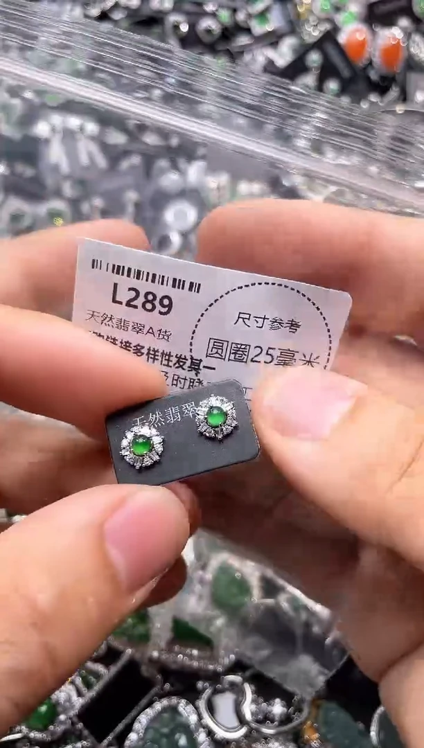 翡翠未镶嵌颈饰L289耳钉