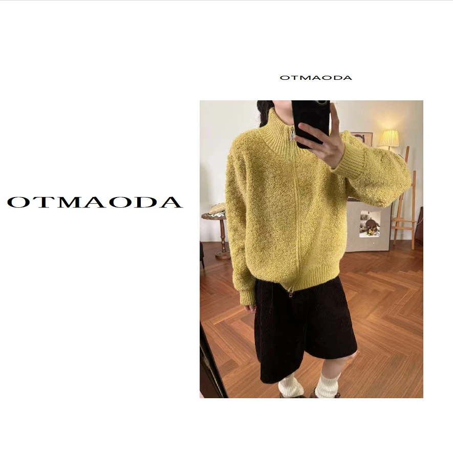 【南瓜定制】N2177-新款针织女百搭休闲风秋冬立领毛针织衫