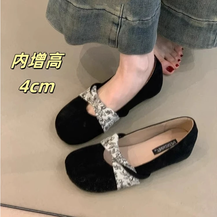 卓诗尼芙妮内增高玛丽珍小众单鞋春季新款浅口圆头阔腿裤必备鞋