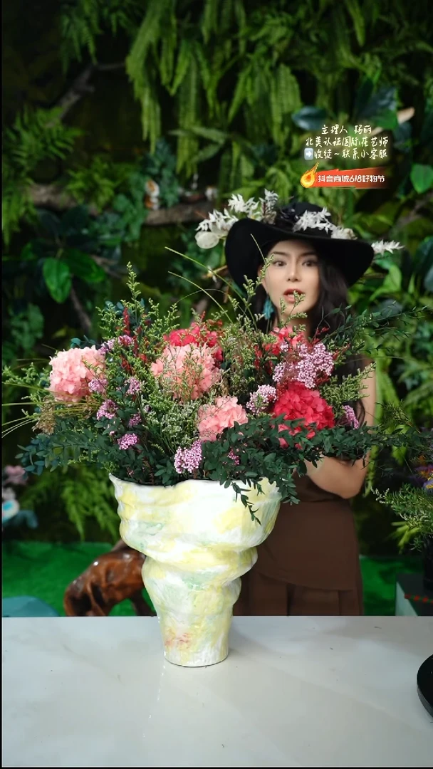 莫奈花园花+花瓶
