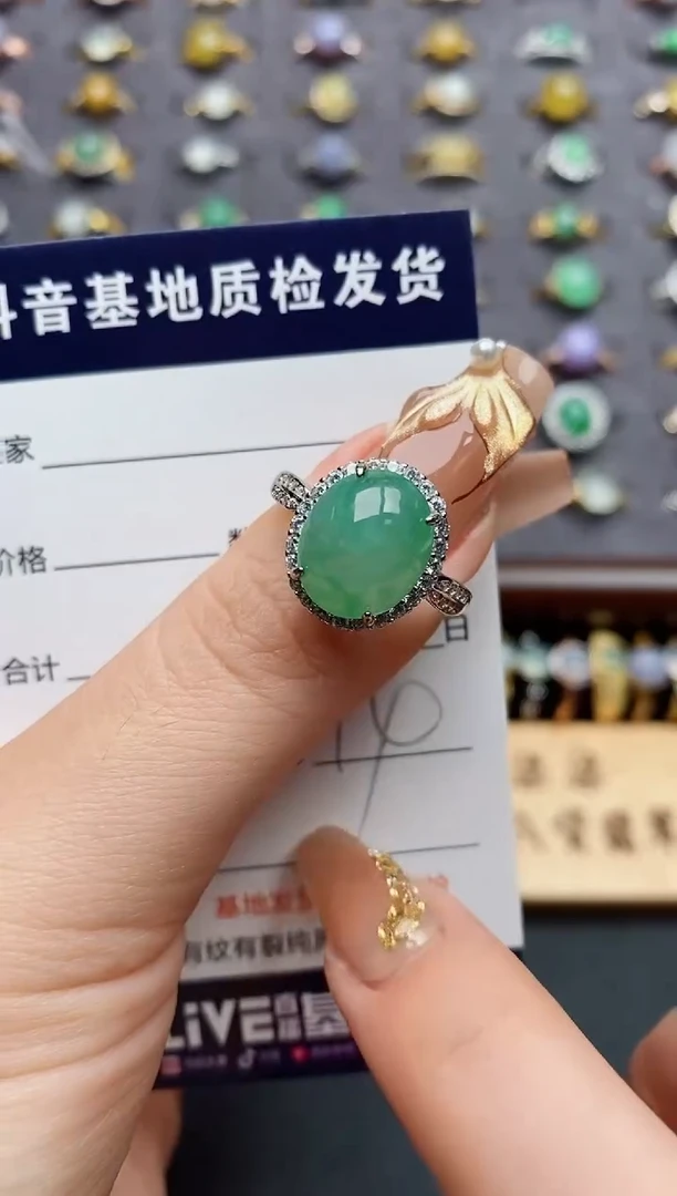 银S925镶嵌戒指翡翠.