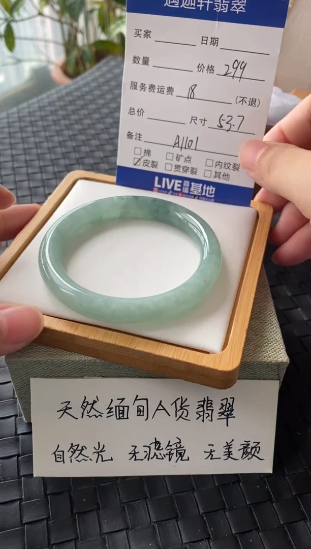 未镶嵌手镯翡翠A1101 圈口53.7