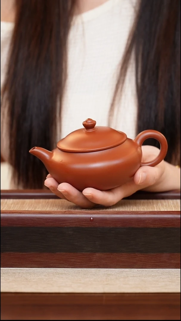 紫砂壶朱泥扁樱
