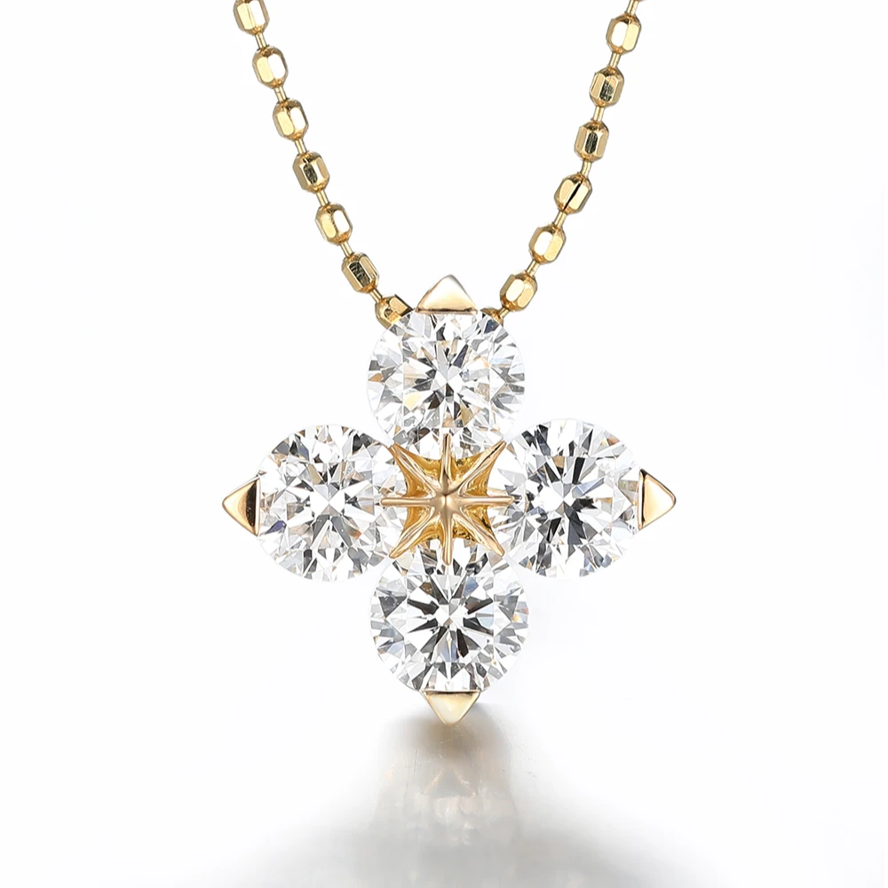 实验室培育钻石【沐沐专属】宝石矿工 18K金培育钻石吊坠四叶草