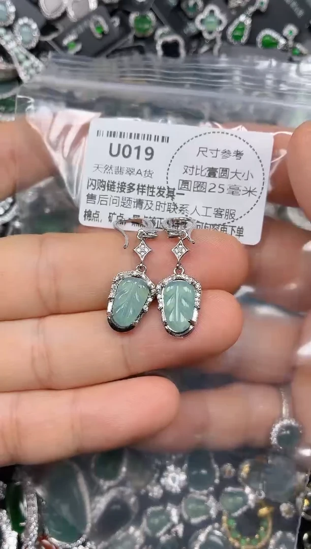 颈饰未镶嵌翡翠U019耳钩