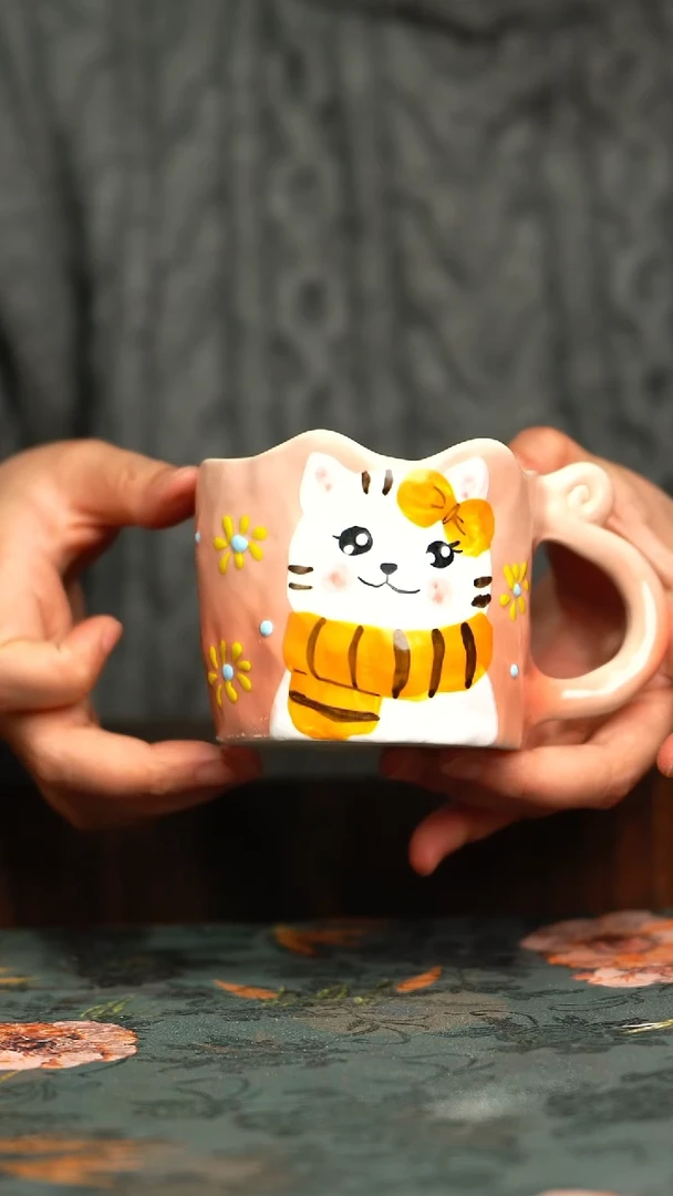 杯釉下彩手工手绘同款陶器