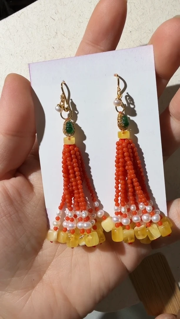 蜜蜡未镶嵌耳饰蜜蜡南红耳坠多样性发货