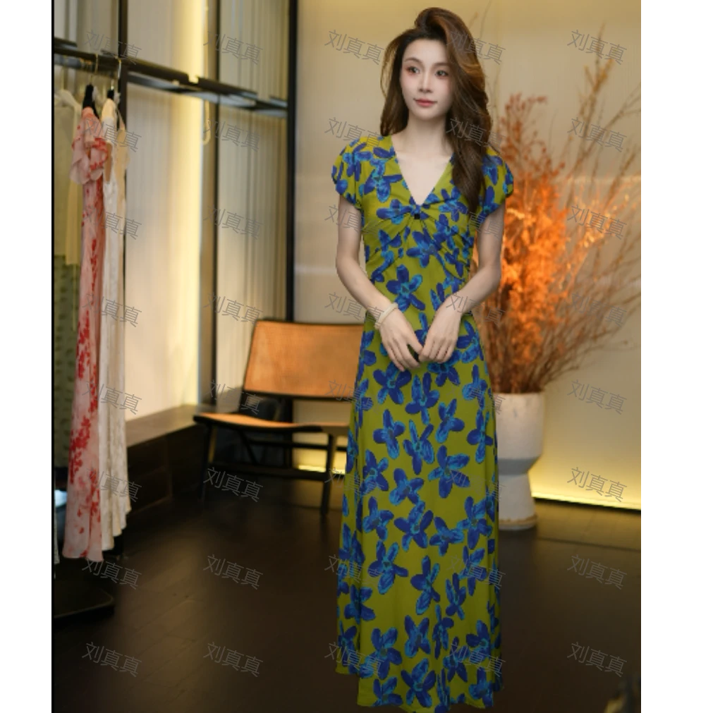 【刘真真夏日珊瑚】Z667 小野法式长裙连衣裙秋季蕾丝气质连衣裙QC