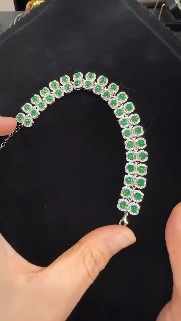 颈饰银S925镶嵌翡翠国风