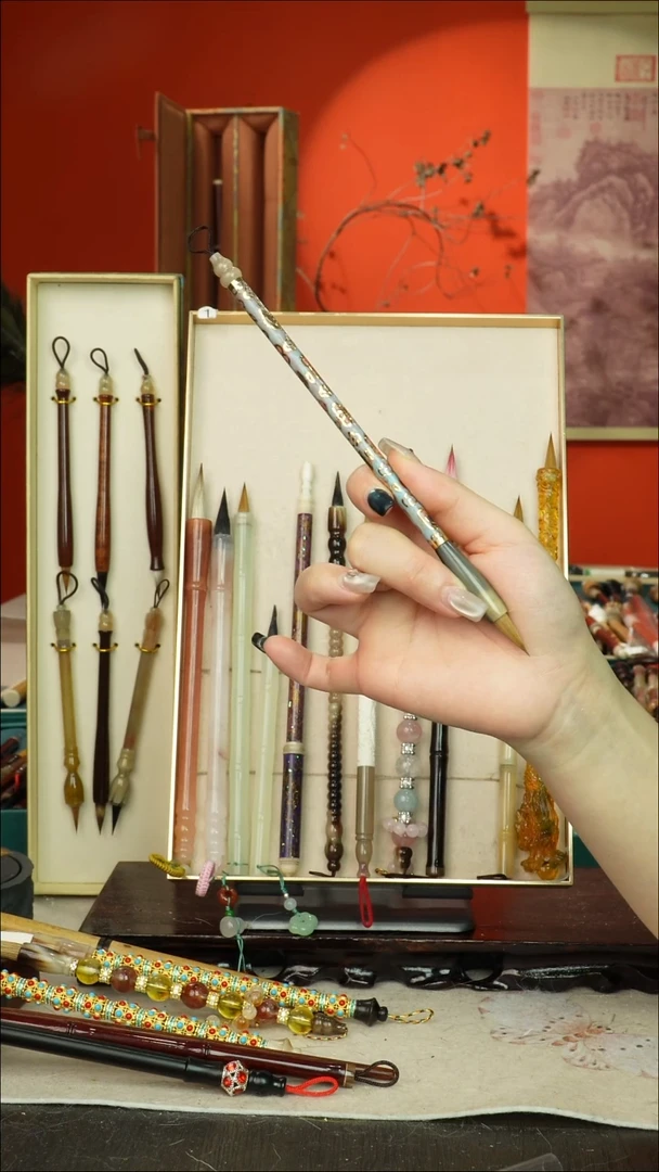 170号闪孤品高货毛笔链接 清水试笔 蘸墨不退