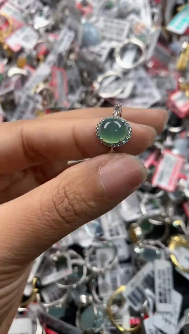 银S925镶嵌戒指翡翠15     2