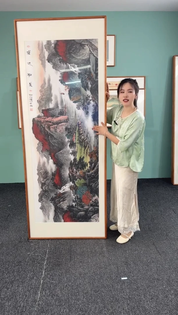 国画福居宝地210*80手绘作品