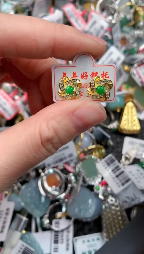 银S925镶嵌戒指翡翠888---7