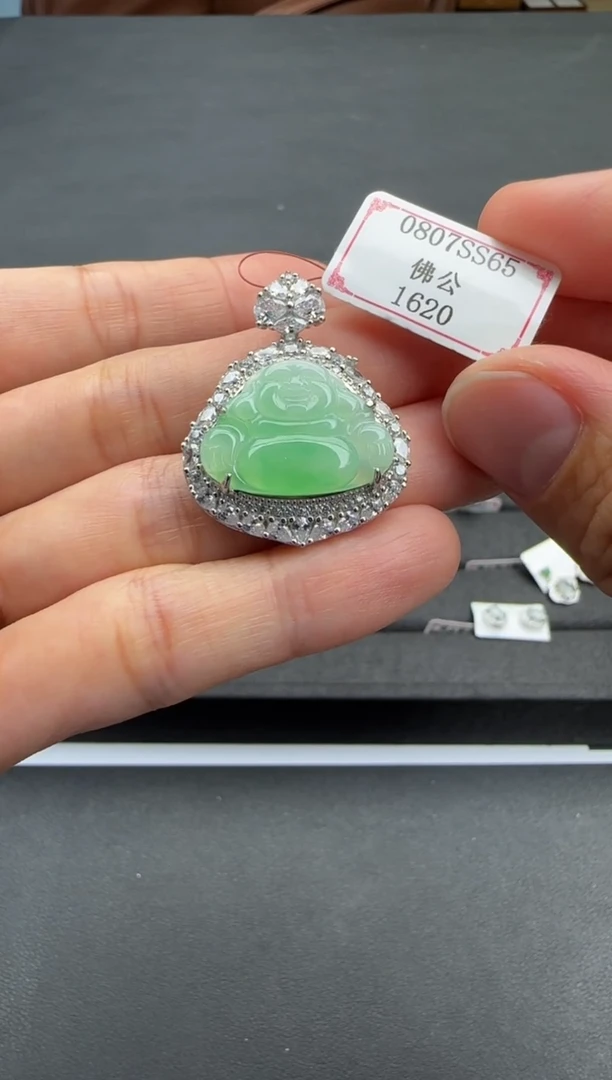 翡翠挂件银S925镶嵌0807SS65