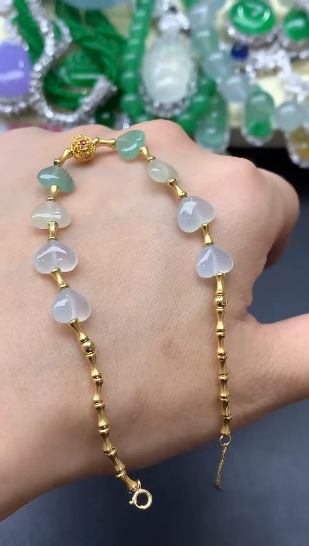 18K金镶嵌手链翡翠183-中国好珍宝