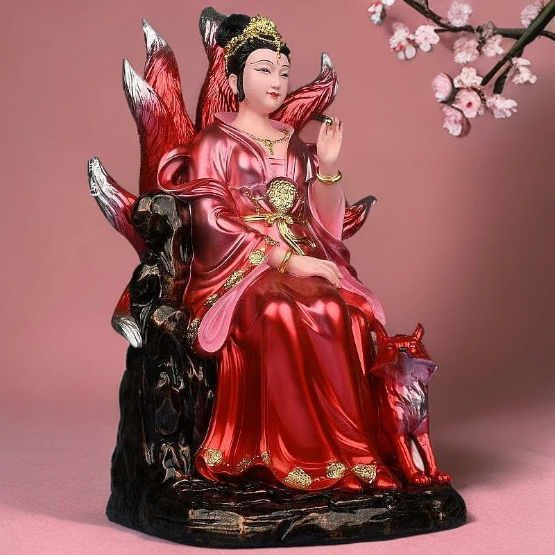 12寸红衣九尾狐家用供奉精品摆件
