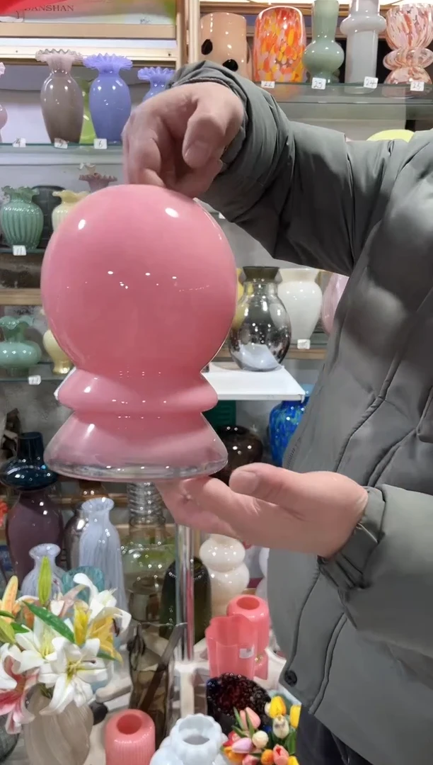 【闪购商品】无铅玻璃粉色花瓶微瑕介意勿拍