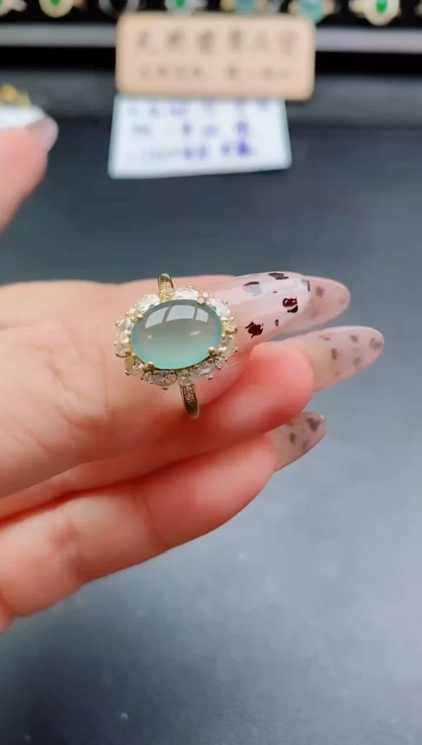 银S925镶嵌戒指翡翠1