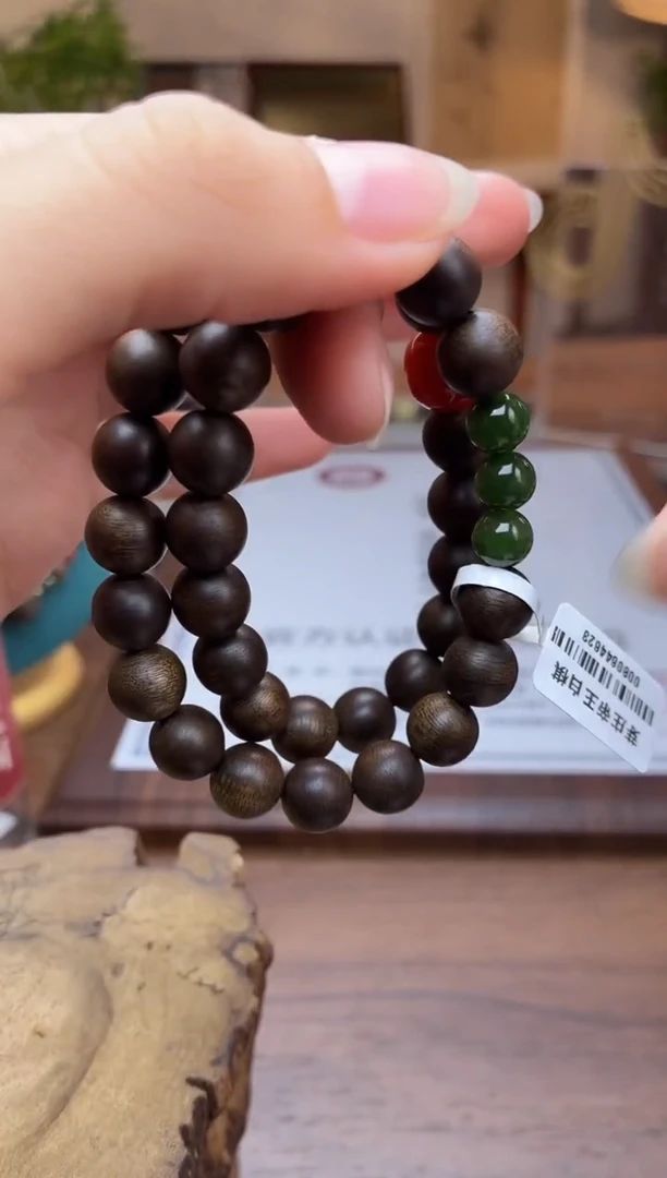 沉香手串沉香【非遗】芽庄帝王白棋楠10双圈沉水设计