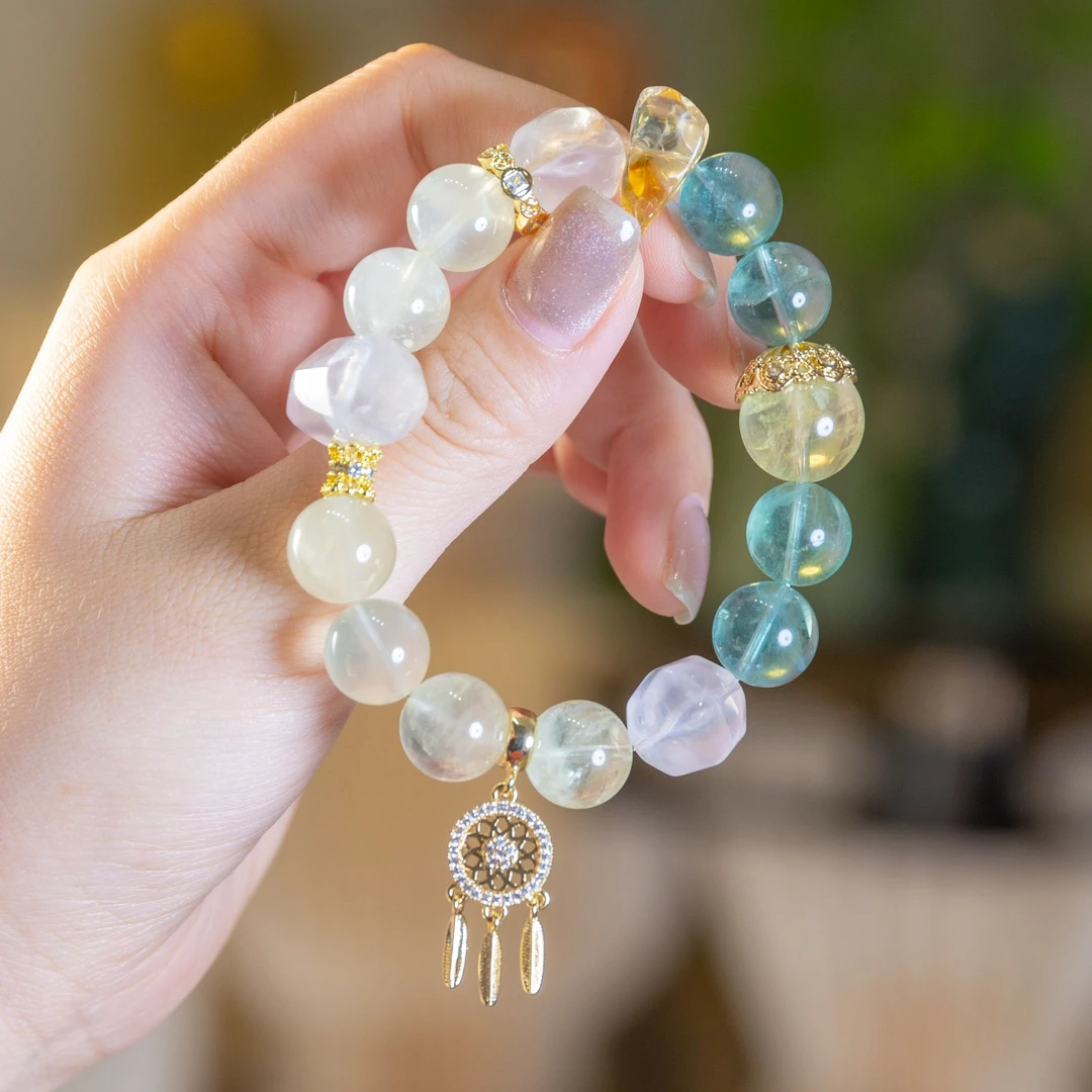 【射手座】自来米.十二星座天然水晶手串·绿色系·木系（多样性发货）