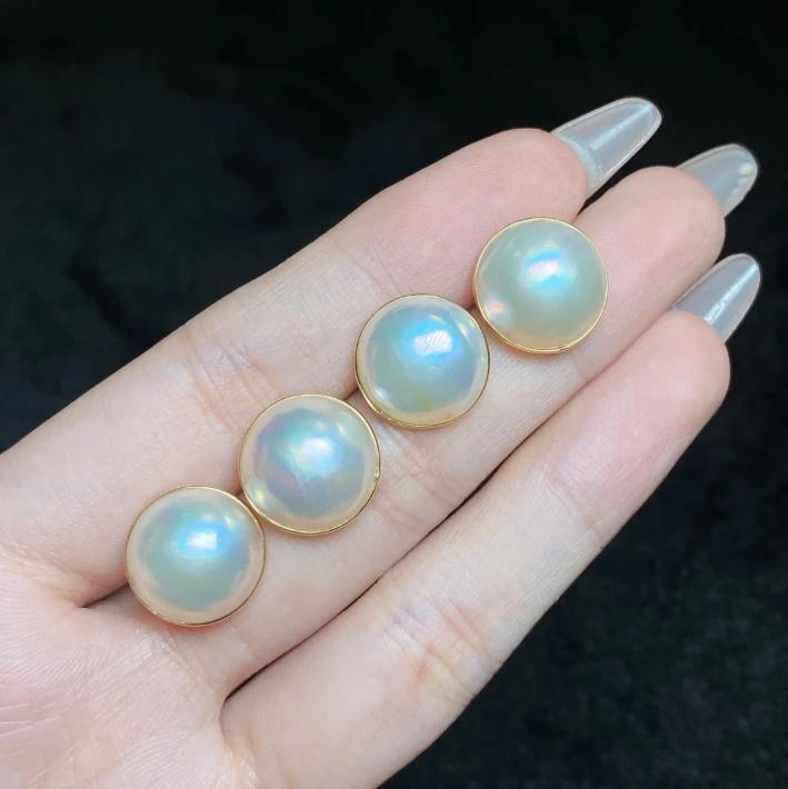 【小北好物】18K金海水马贝耳钉约13*13mm【多样性发一件】QJ12X29