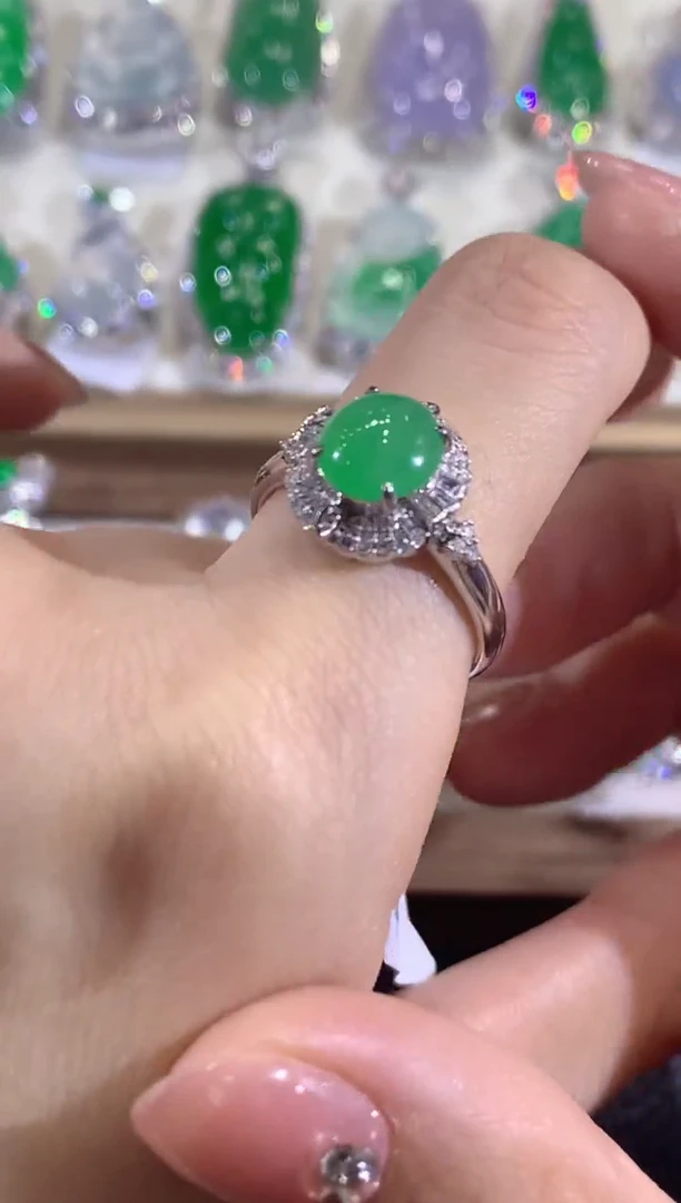 18K金镶嵌戒指翡翠A78翡翠