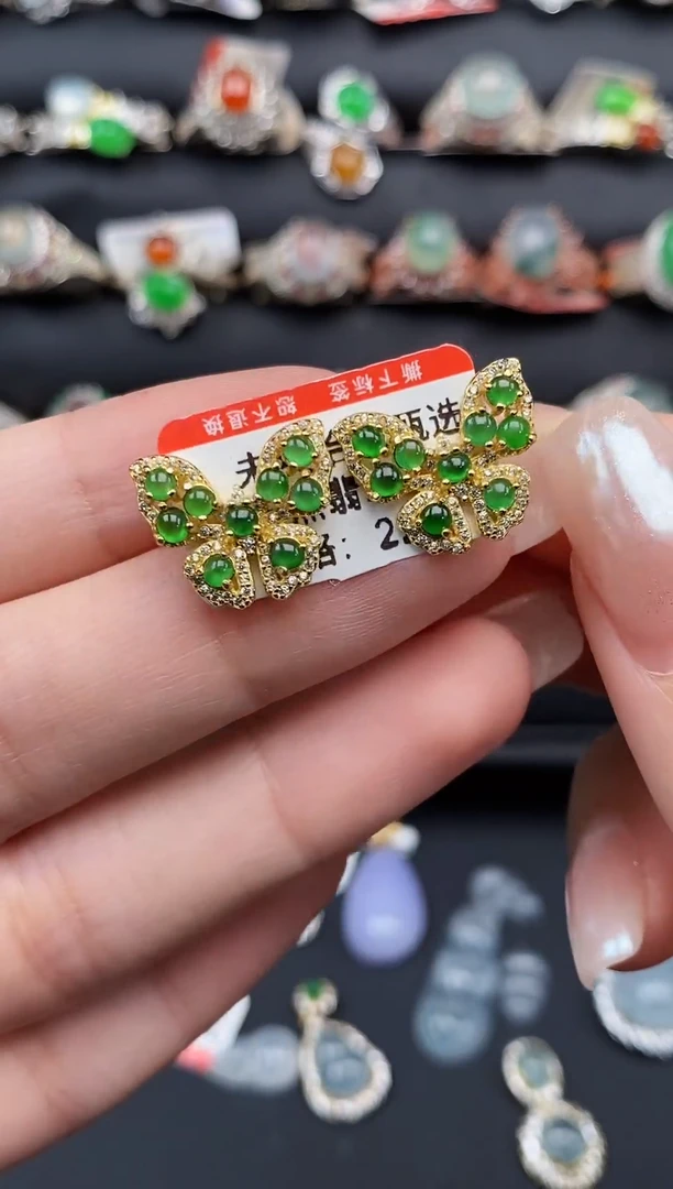 银S925镶嵌戒指翡翠天然A货翡翠57