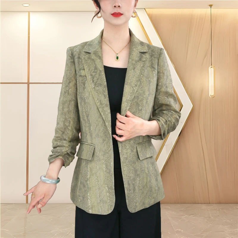 【莫瑞定制】莱赛尔天丝西装外套女2025年春夏百搭休闲干练提花上衣