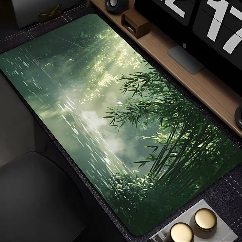 大号国风山水鼠标垫电脑办公游戏专用防滑锁边书桌垫个性创意