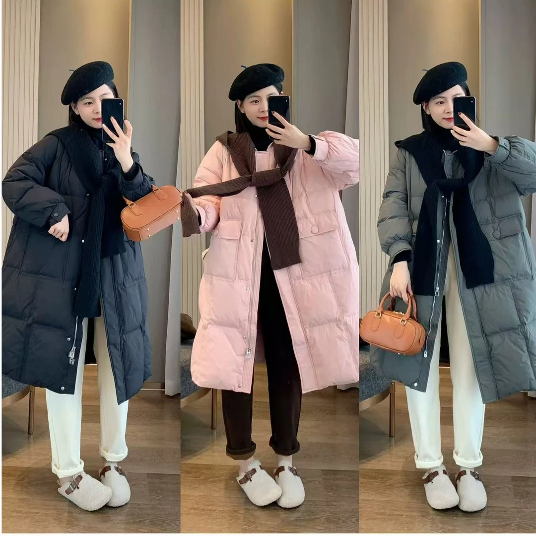 中长款休闲针织帽韩系宽松慵懒风外套