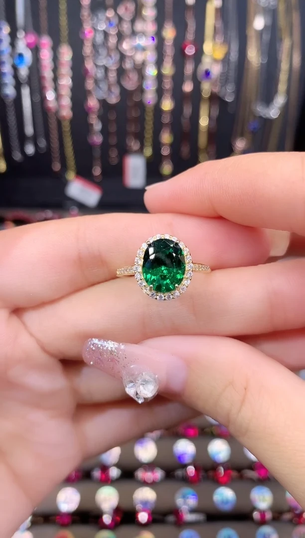 戒指透辉石银S925镶嵌金色810